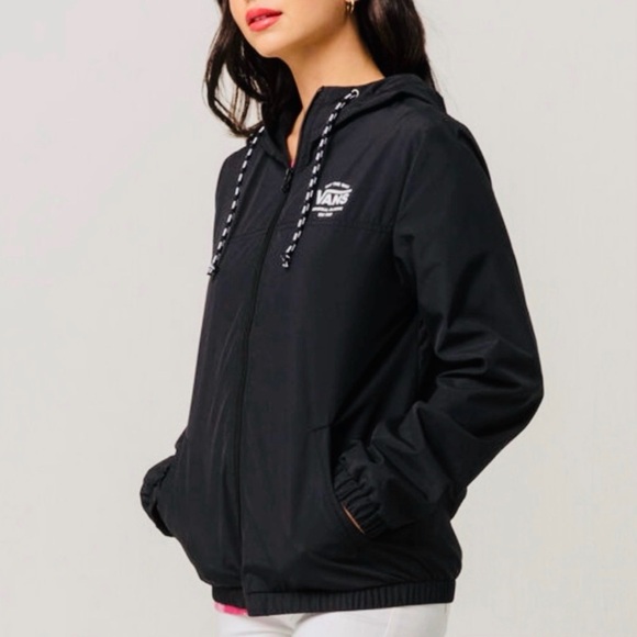 Vans Jackets & Blazers - Vans Black Off the Wall Hooded Windbreaker